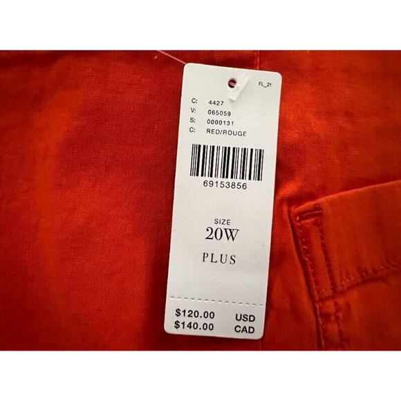 Maeve Anthropologie The Colette Red Pants Plus Size 20 W Cropped - Picture 7 of 12